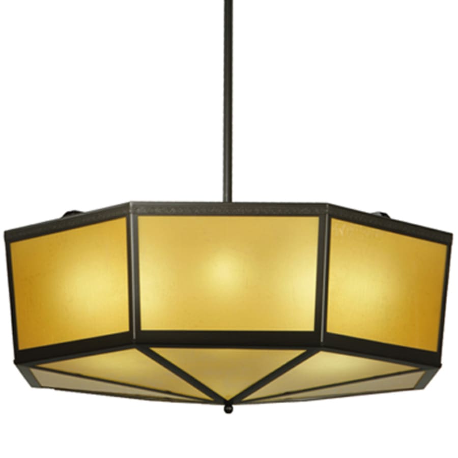 Eltham 4-Light 36" Wide Pendant with Amber Art Glass