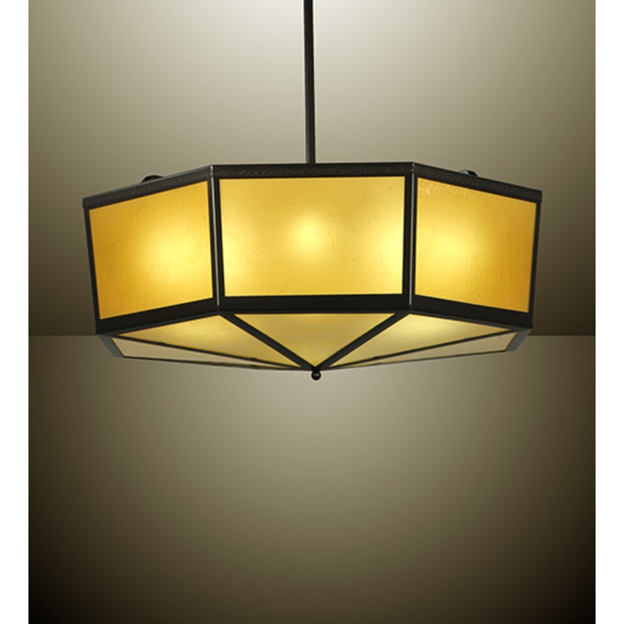 Eltham 4-Light 36" Wide Pendant with Amber Art Glass