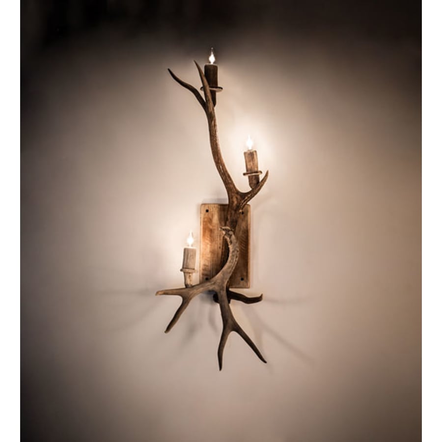 Antlers Elk and Mule Deer 3-Light 33" Tall Wall Sconce