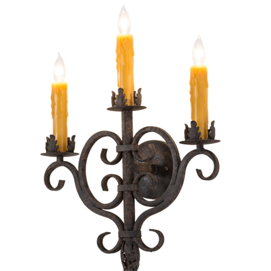 3 Light 74" Tall Wall Light, Bedroom Wall Sconce, detail 9