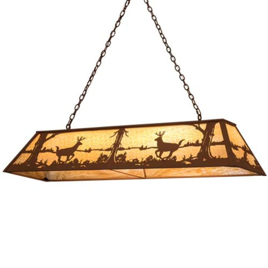 Long Deer At Lake 9-Light 60" Wide Linear Pendant