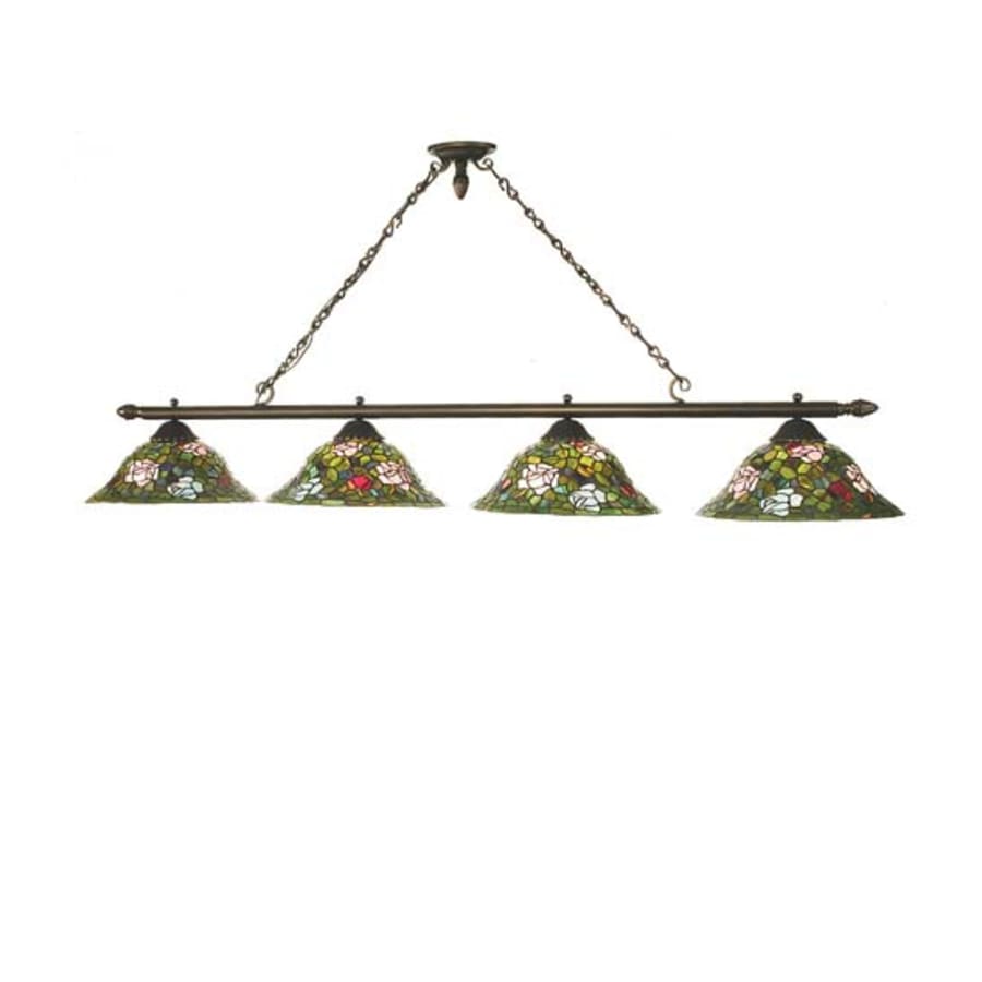 Long Tiffany Rosebush 4-Light 72" Wide Linear Pendant