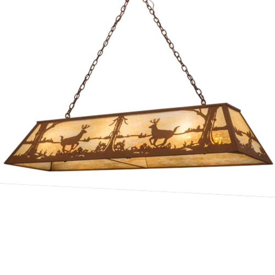 Long Deer At Lake 11-Light 72" Wide Linear Pendant