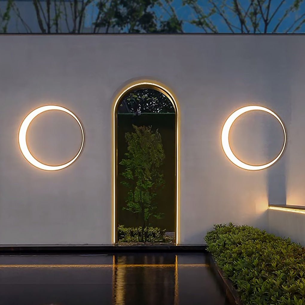 Circular Moon Led Waterproof Ip65 Contemporary Exterior Wall Fixtures, wall light, main view, Tianguang Select