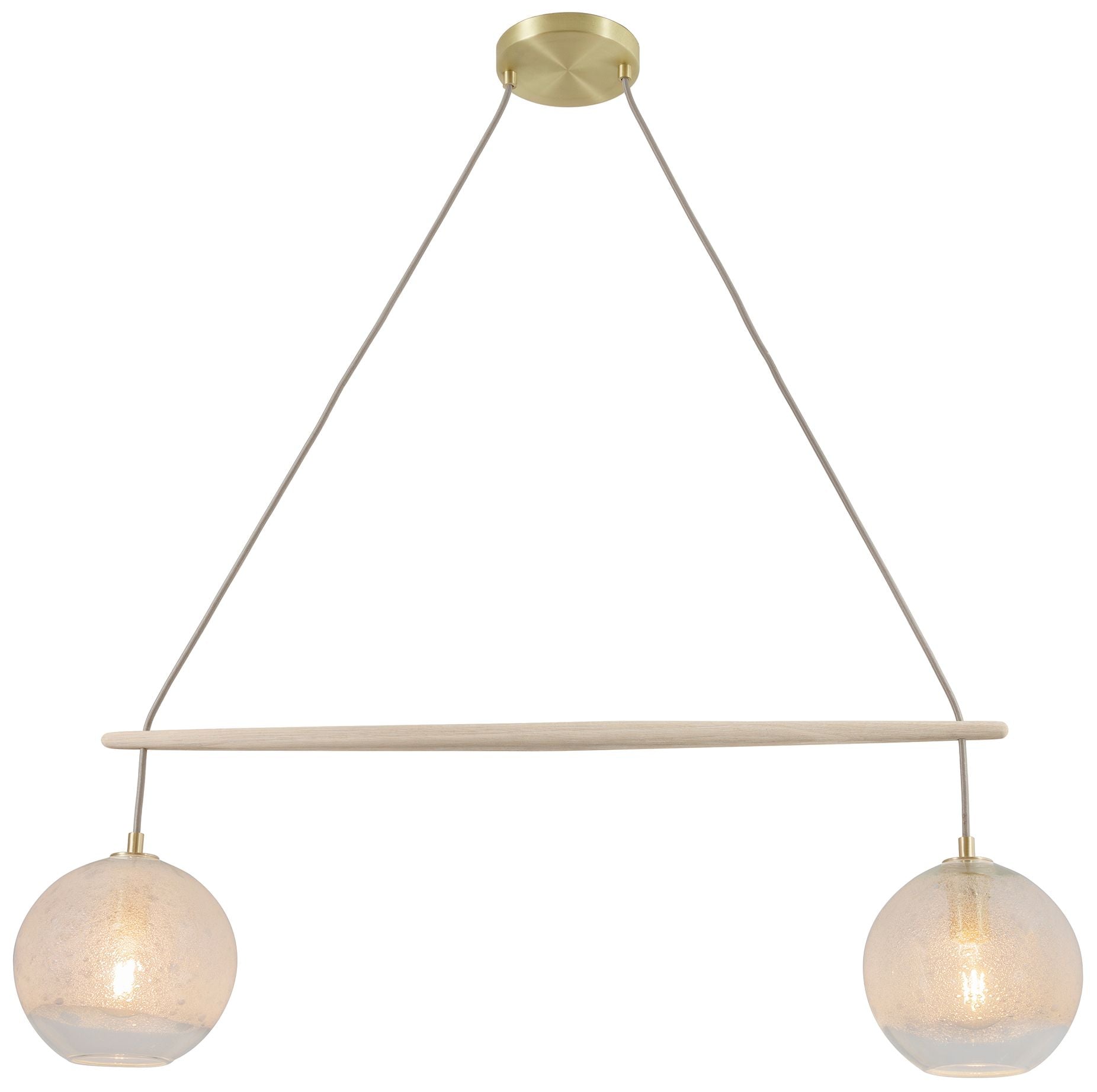 Miro 9" Wide Clear Bubble Glass Oak Crossbar Chandelier