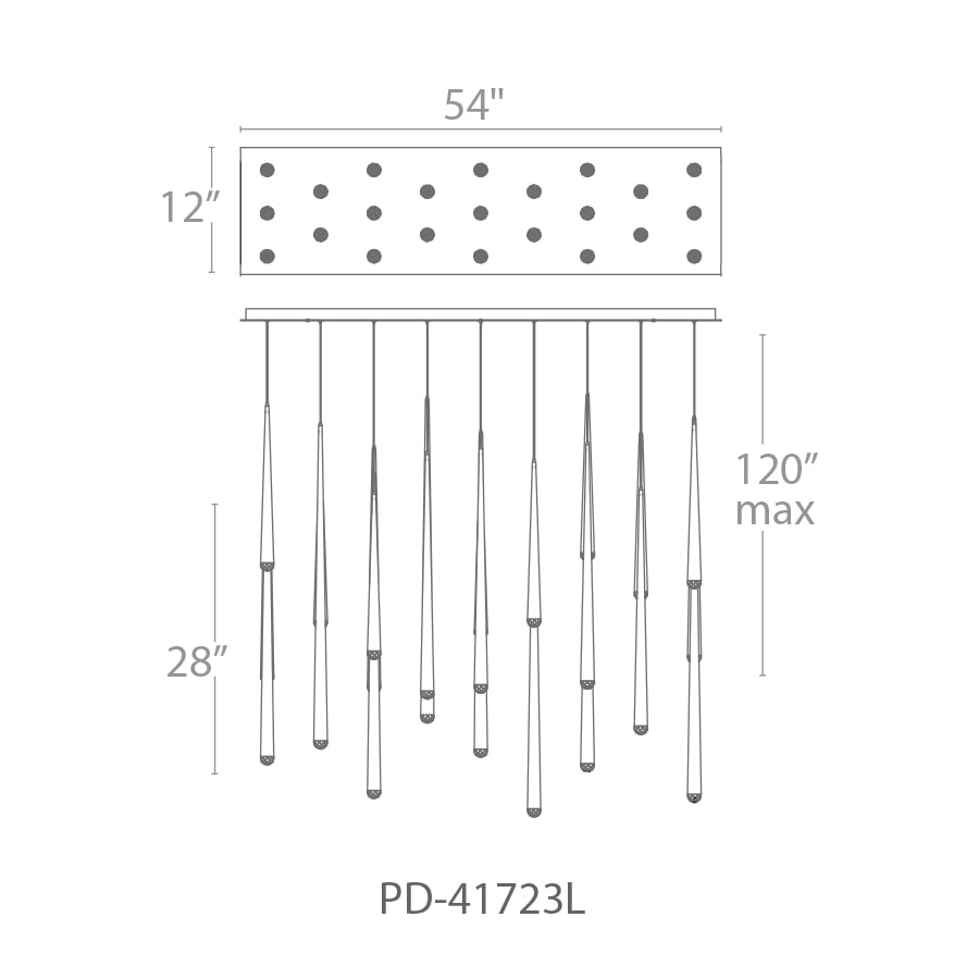 Cascade 23-Light 54" Wide LED Suspended Chandelier