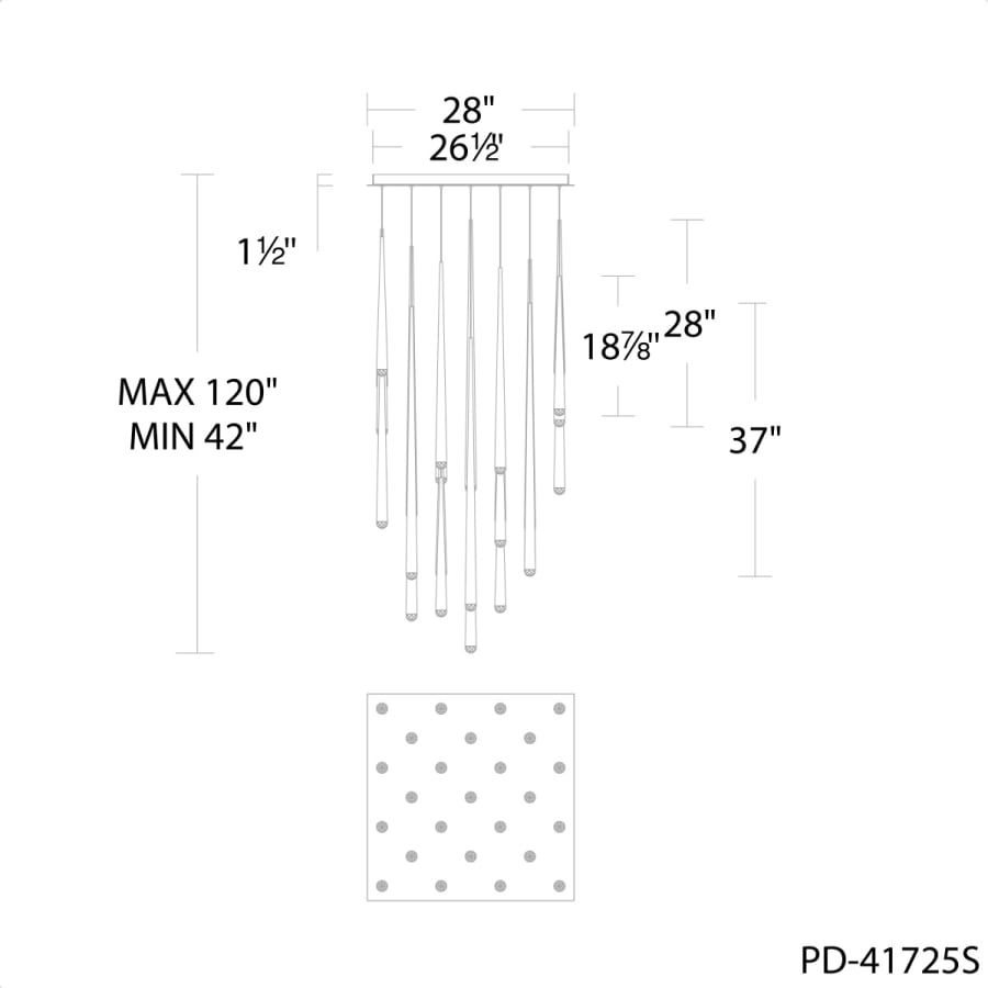 Cascade 25-Light 28" Wide LED Crystal Pendant Light