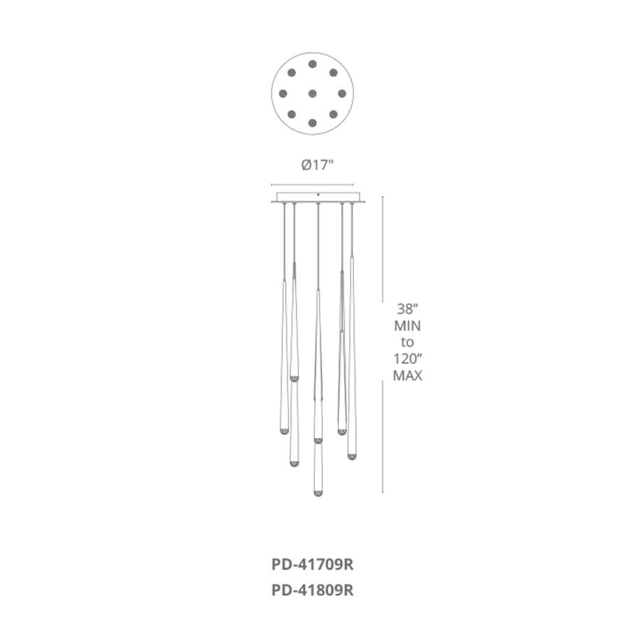 Cascade 9-Light 17" Wide LED Crystal Multi Chandelier