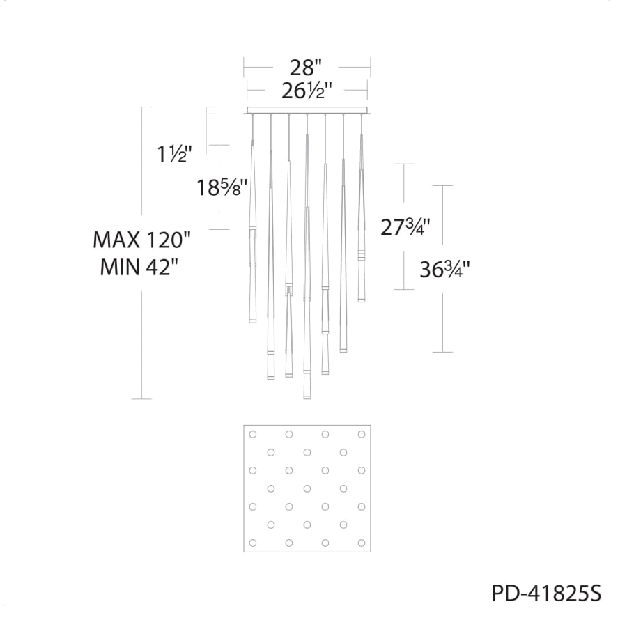 Cascade 25-Light 28" Wide LED Suspension Multi-Light detail view 2