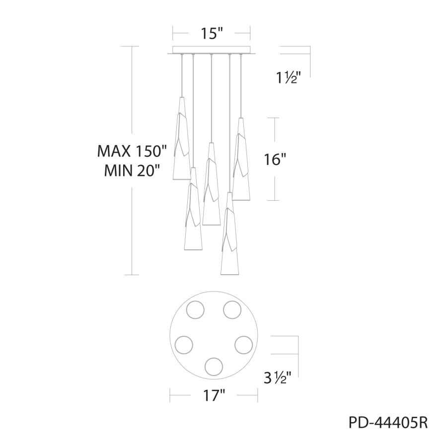 Metal Kilt 5-Light 17" Wide LED Suspension Multi-Light