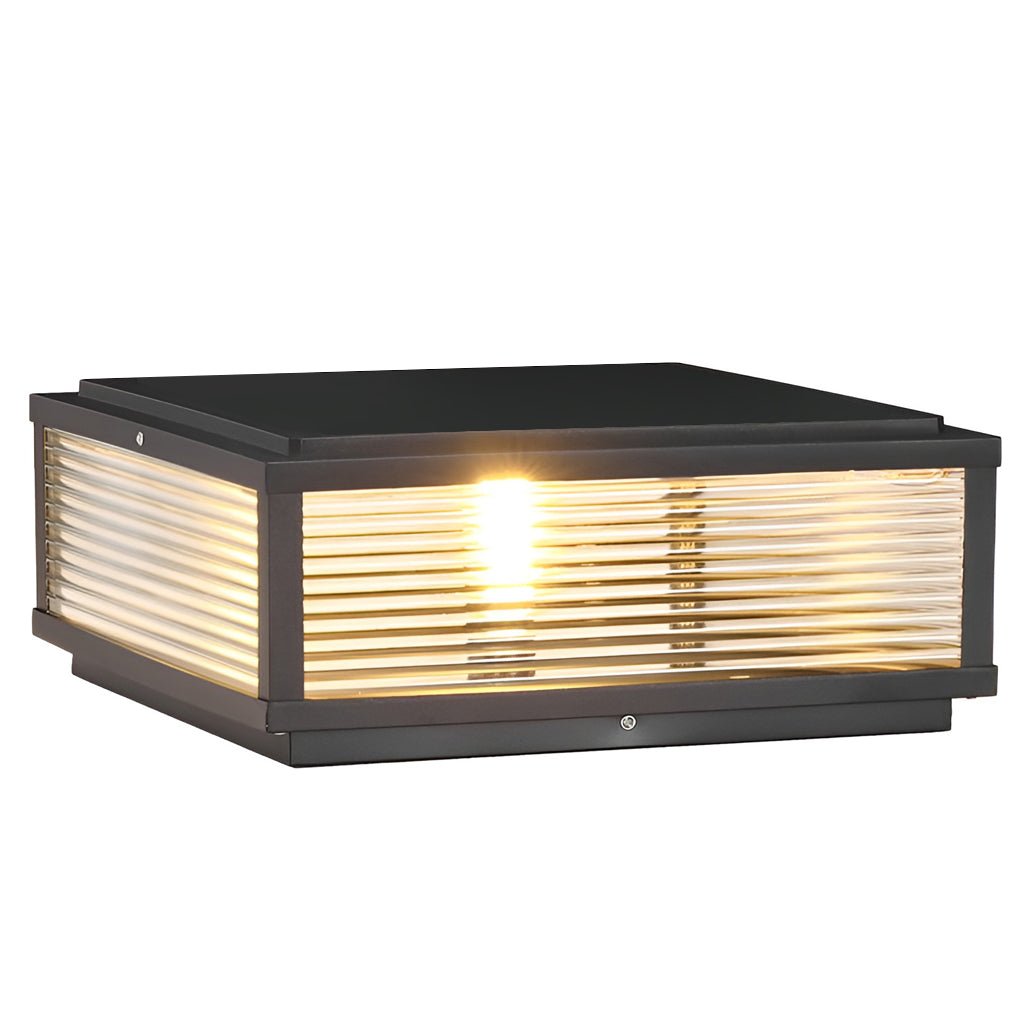 Square Ribbed Glass Exterior Pier Mount Post Light - 9.8" Die-casting, Outdoor Wall Light, detail 11