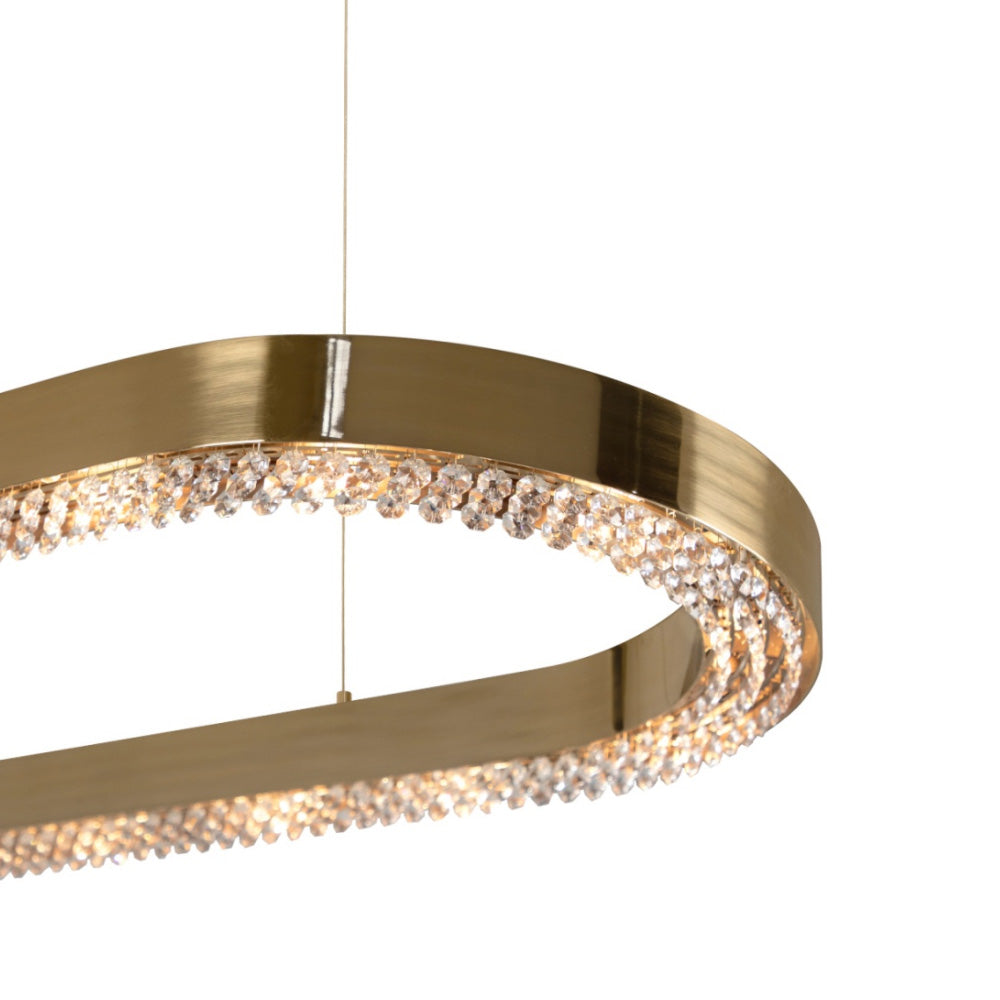 Modern Oval Chandelier with Crystals