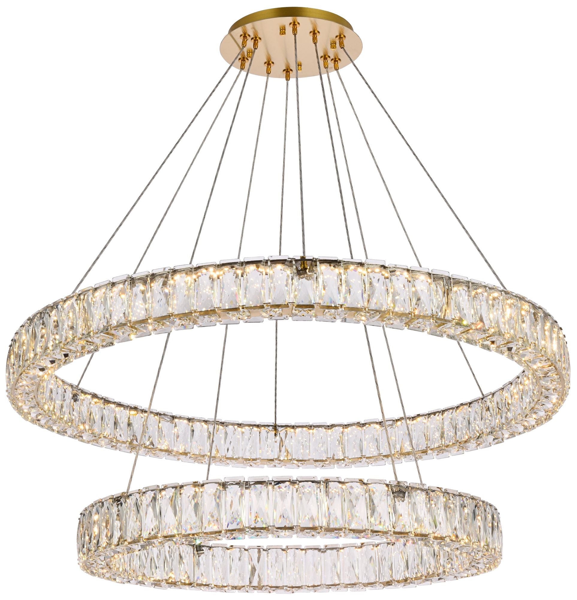 Monroe 36" Led Double Ring Chandelier in Gold