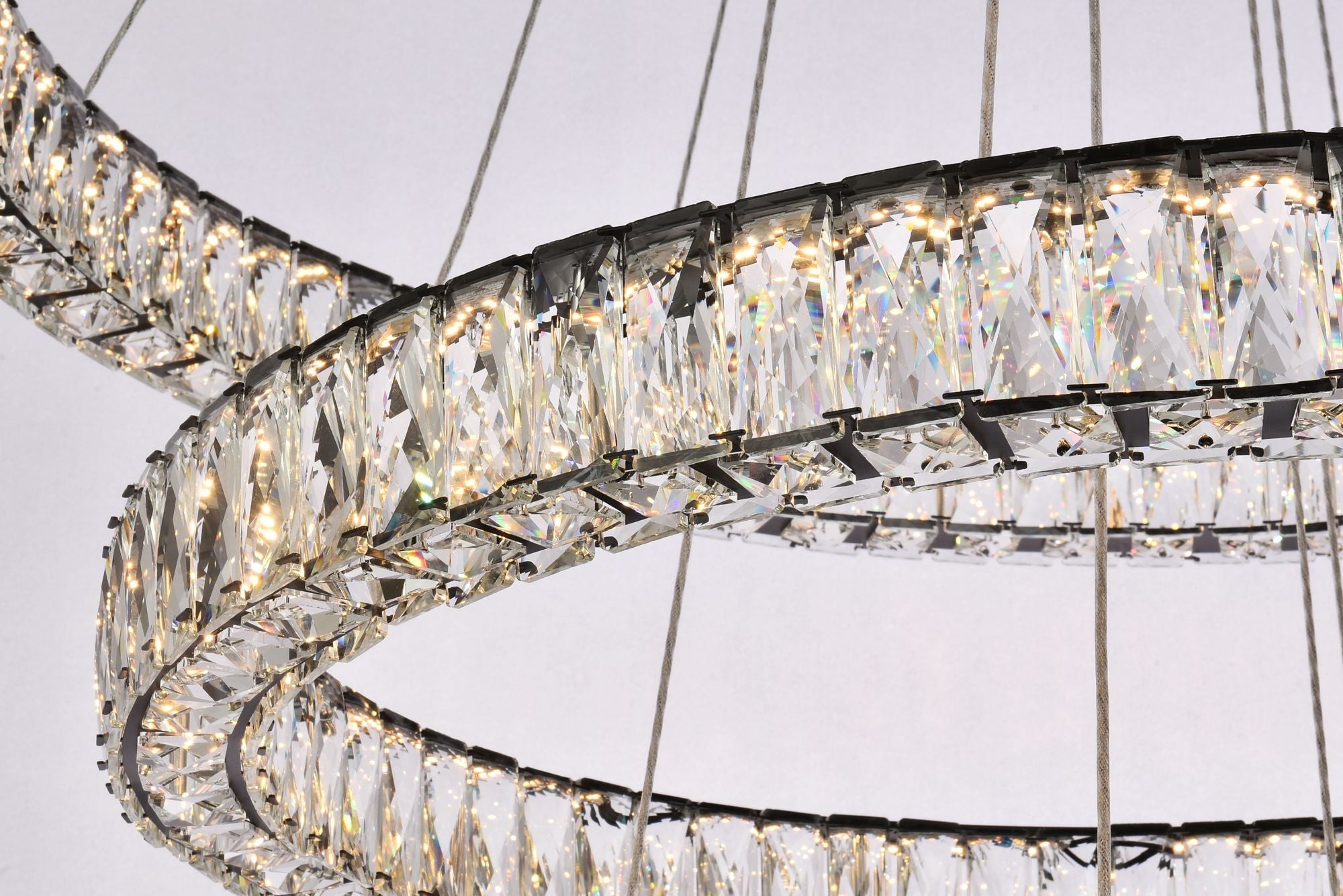 Monroe 41" Led Triple Ring Chandelier in Black