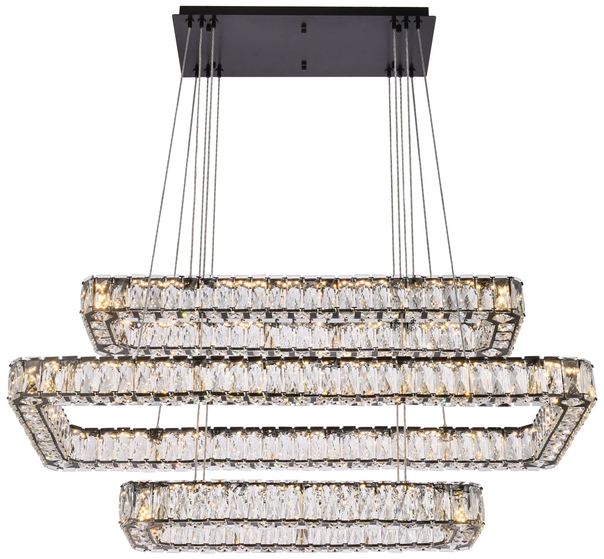 Monroe 42" Wide Black Crystal LED Chandelier