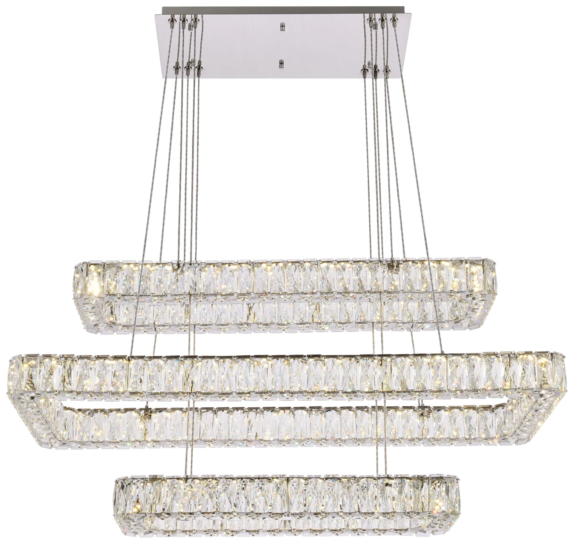 Monroe 42" Wide Chrome Crystal LED Chandelier
