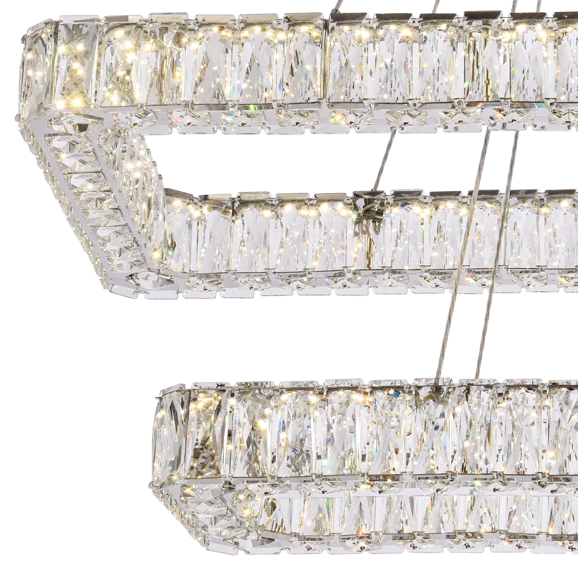 Monroe 42"W Chrome Crystals LED Double Chandelier