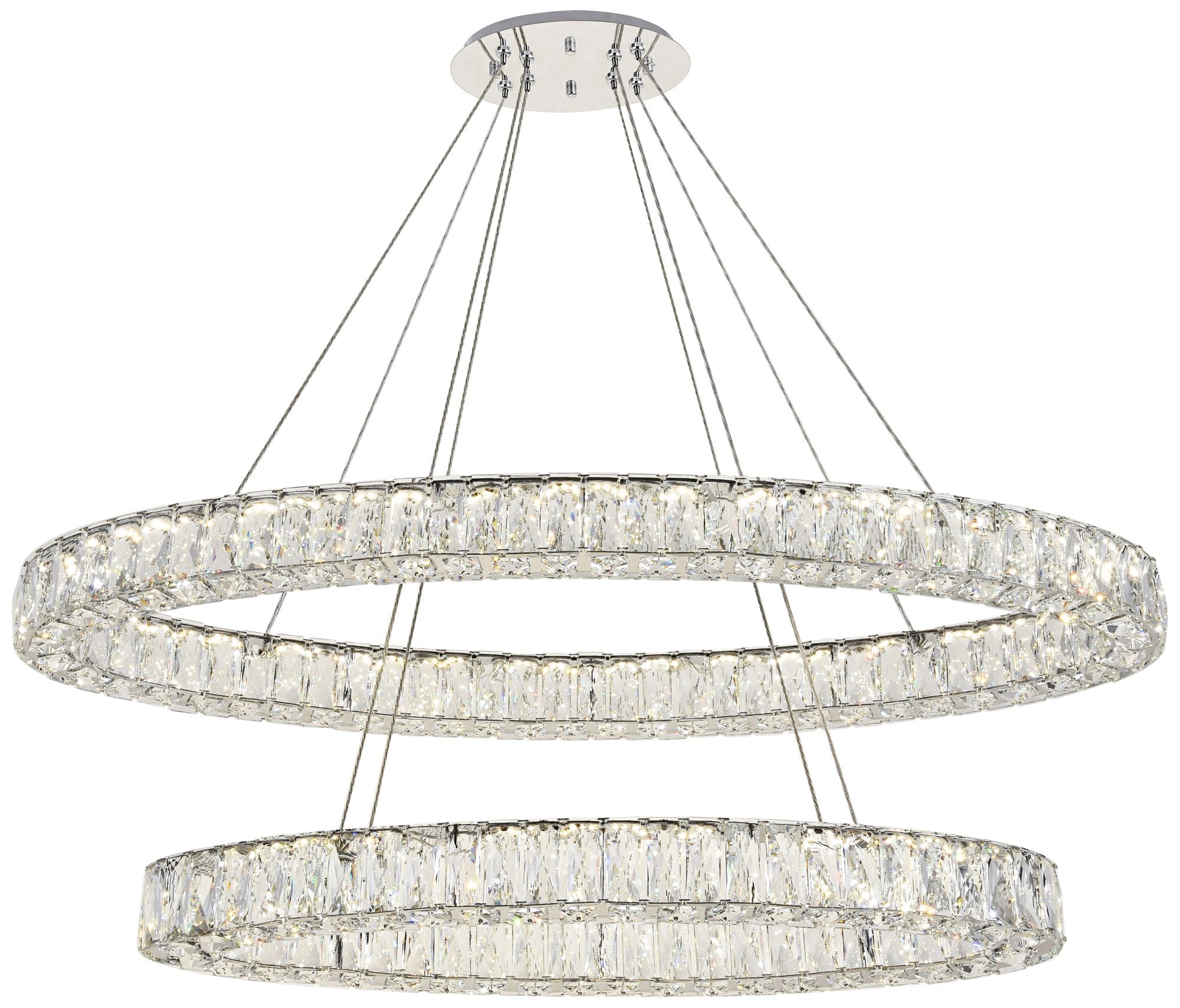 Monroe 48" Wide Chrome and Crystal 2-Tier Chandelier