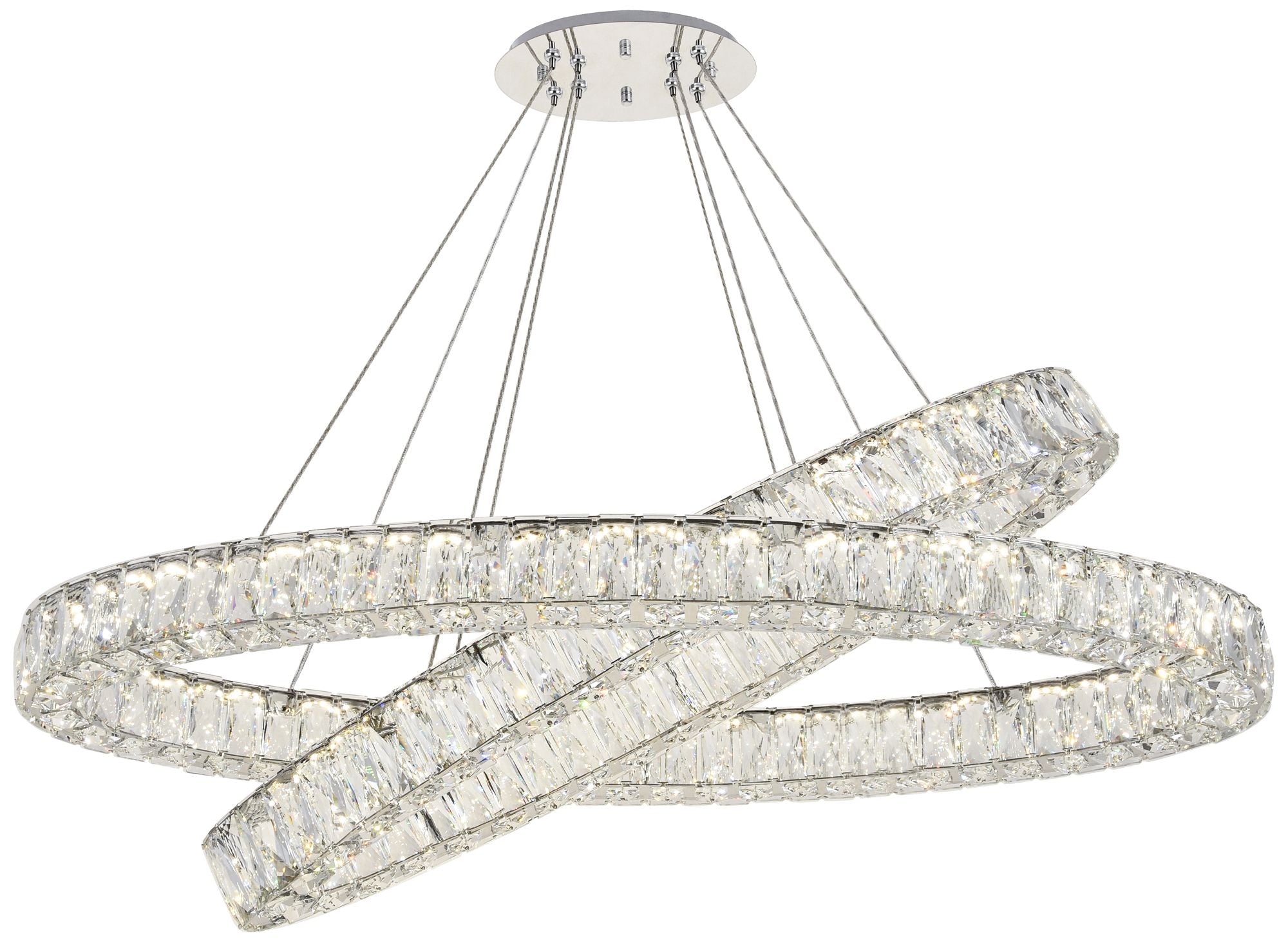 Monroe 48" Wide Chrome and Crystal 2-Tier Chandelier