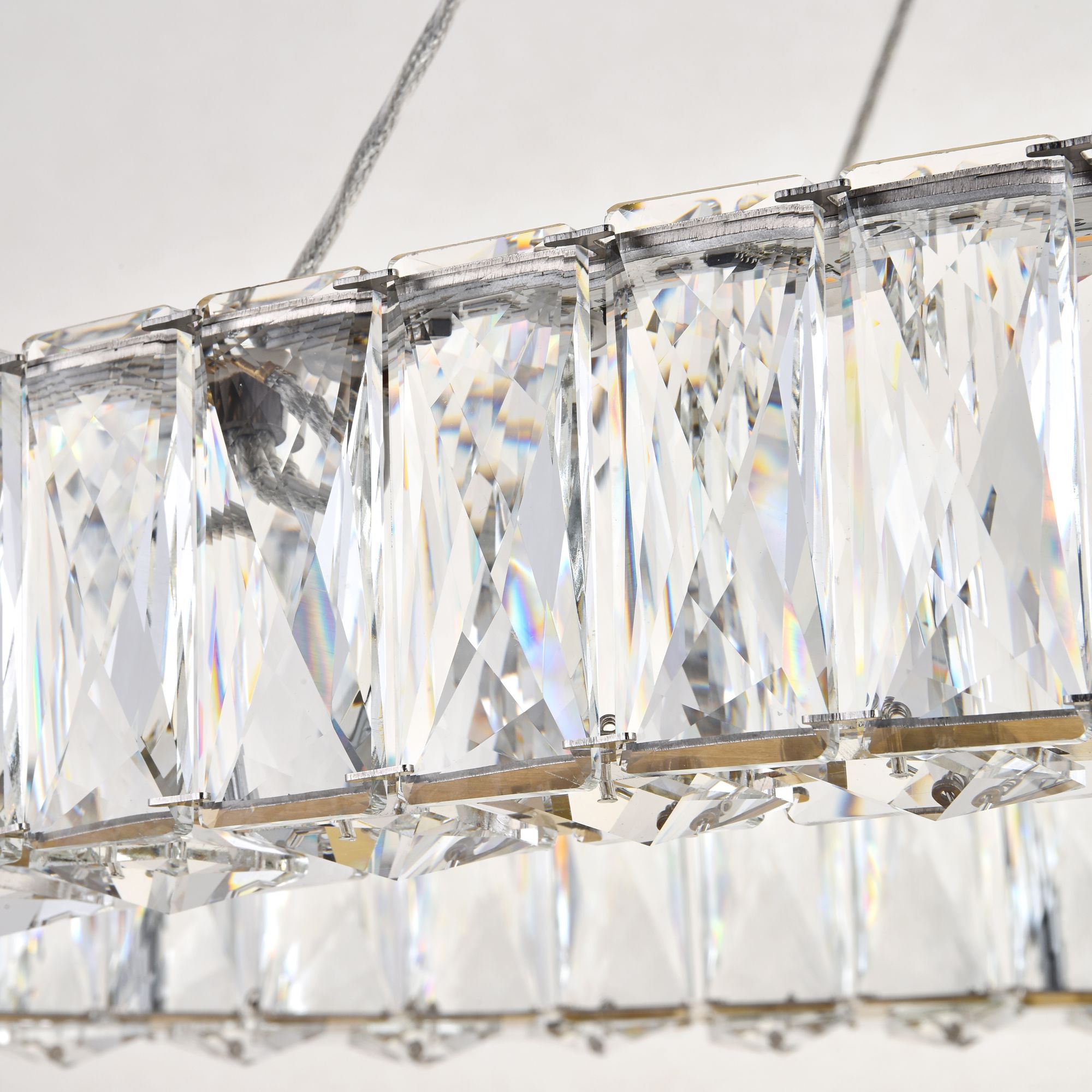 Monroe 48" Wide Gold and Crystal 2-Tier Oval Chandelier