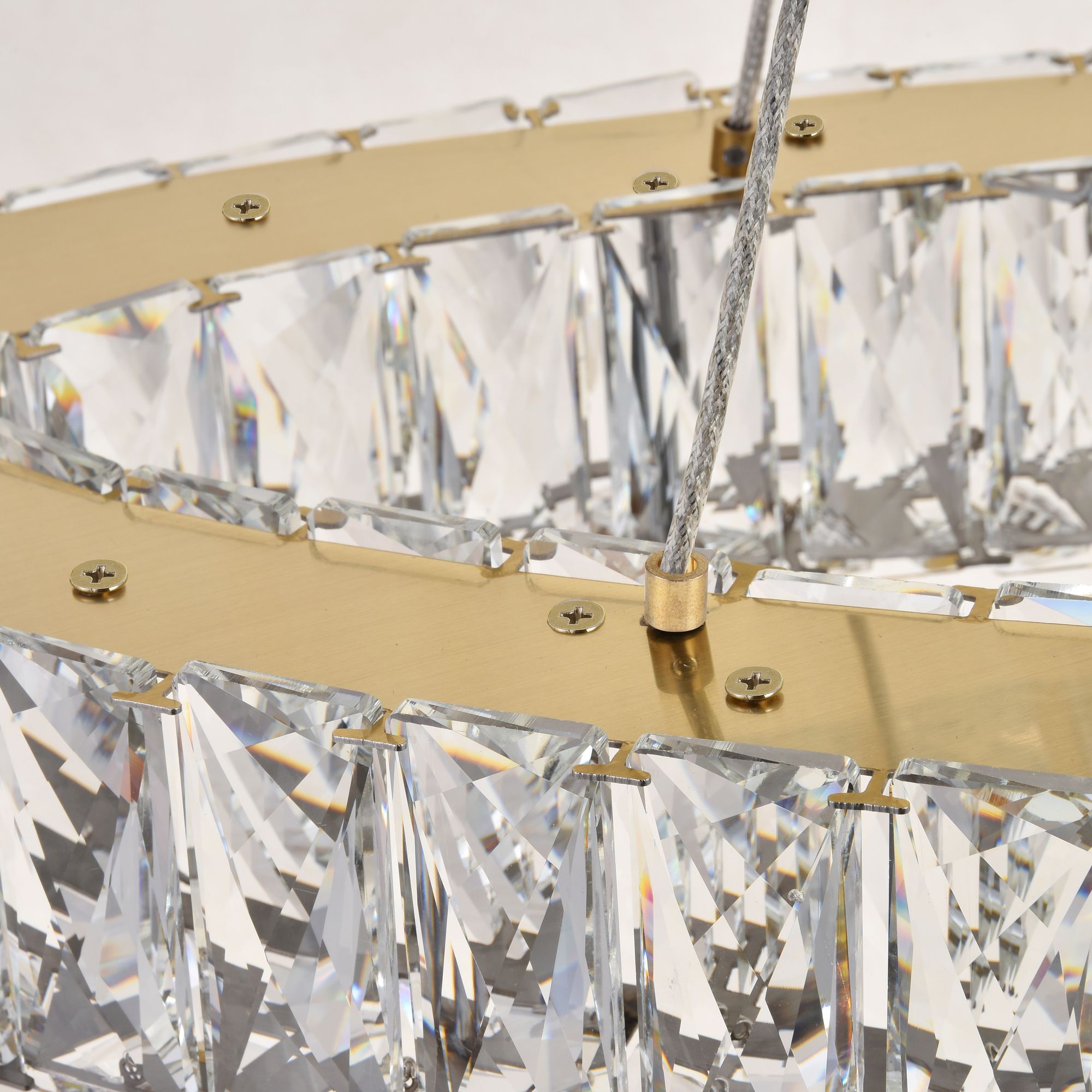Monroe 48" Wide Gold and Crystal 2-Tier Oval Chandelier