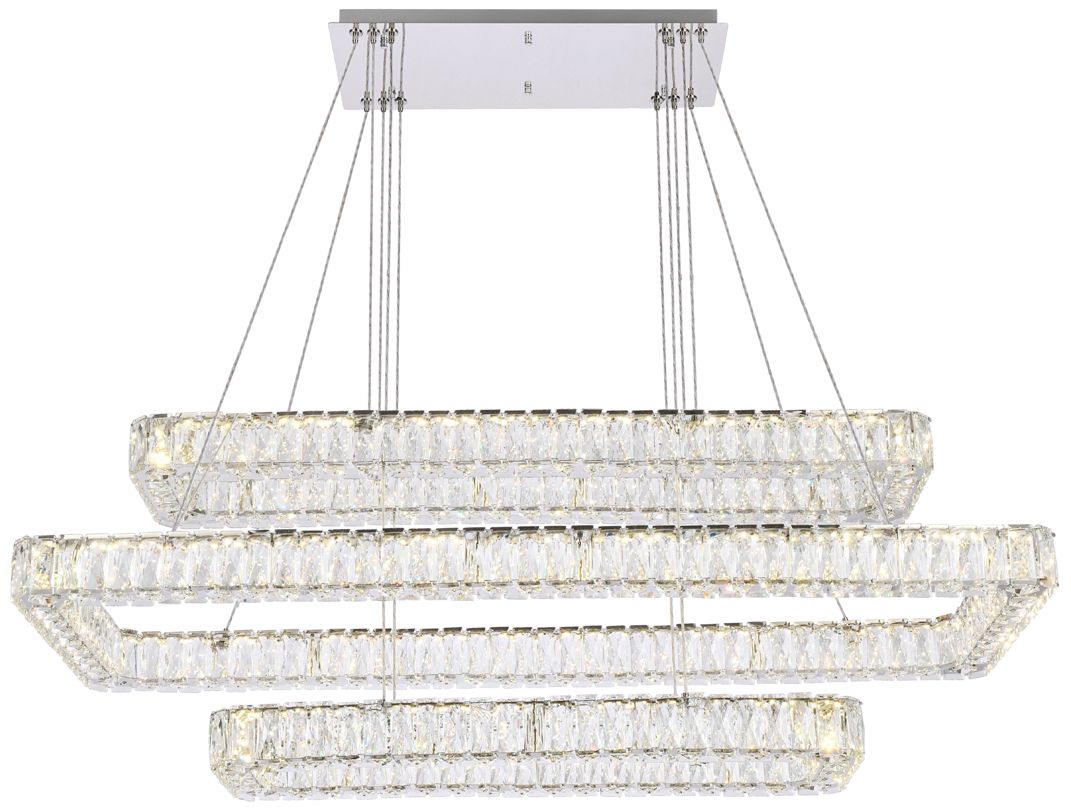 Monroe 50.25" Wide Chrome and Crystal LED Chandelier