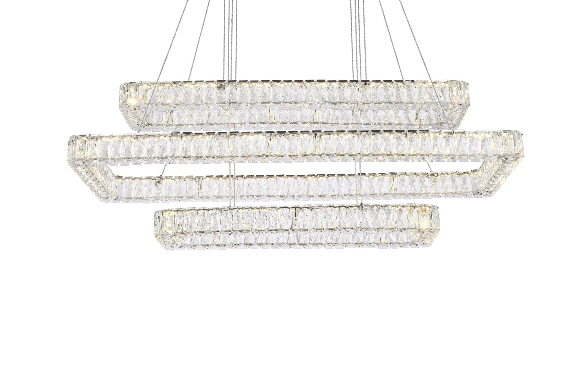 Monroe 50.25" Wide Chrome and Crystal LED Chandelier