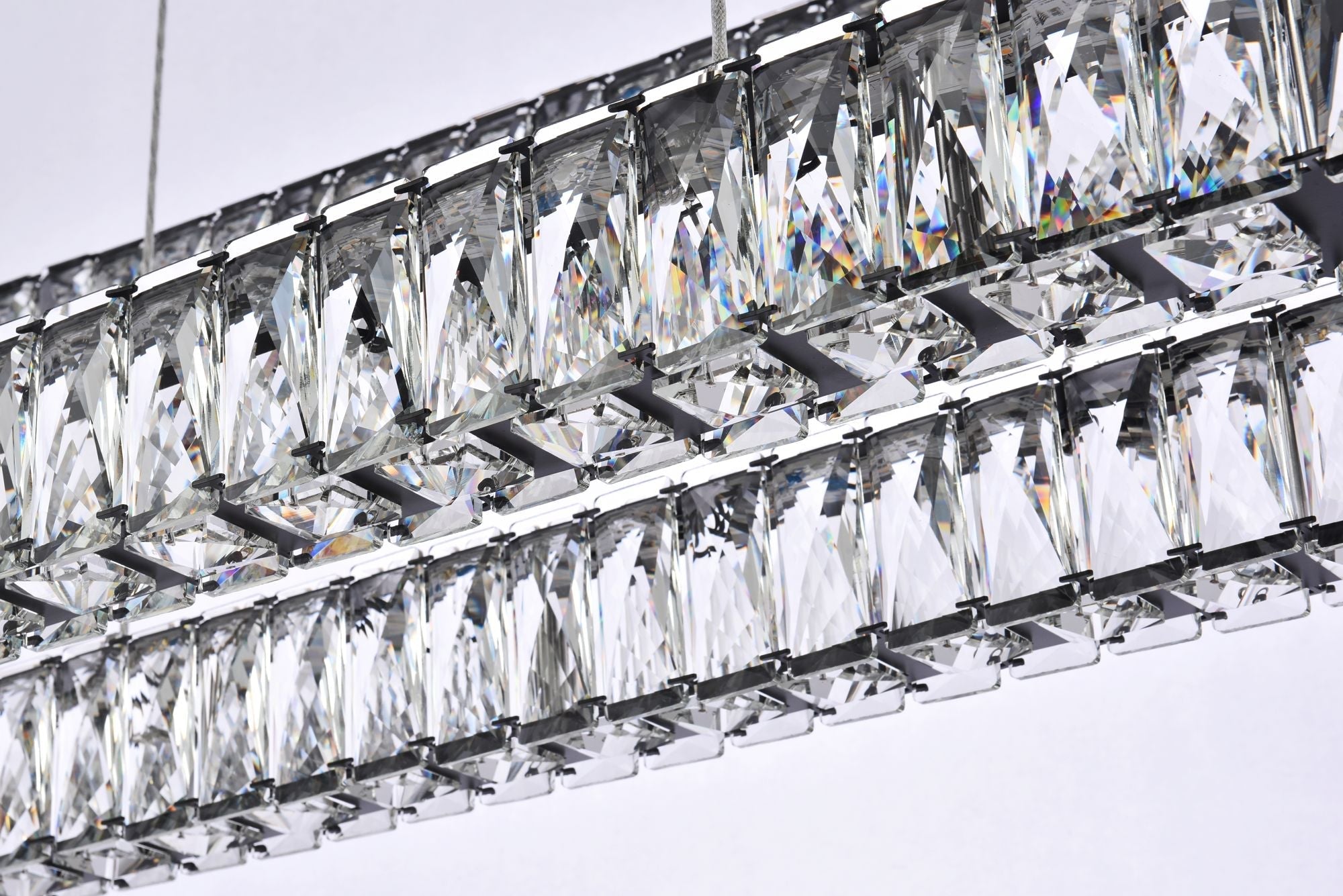 Monroe 50" Wide Black Crystal 3-Tier LED Chandelier