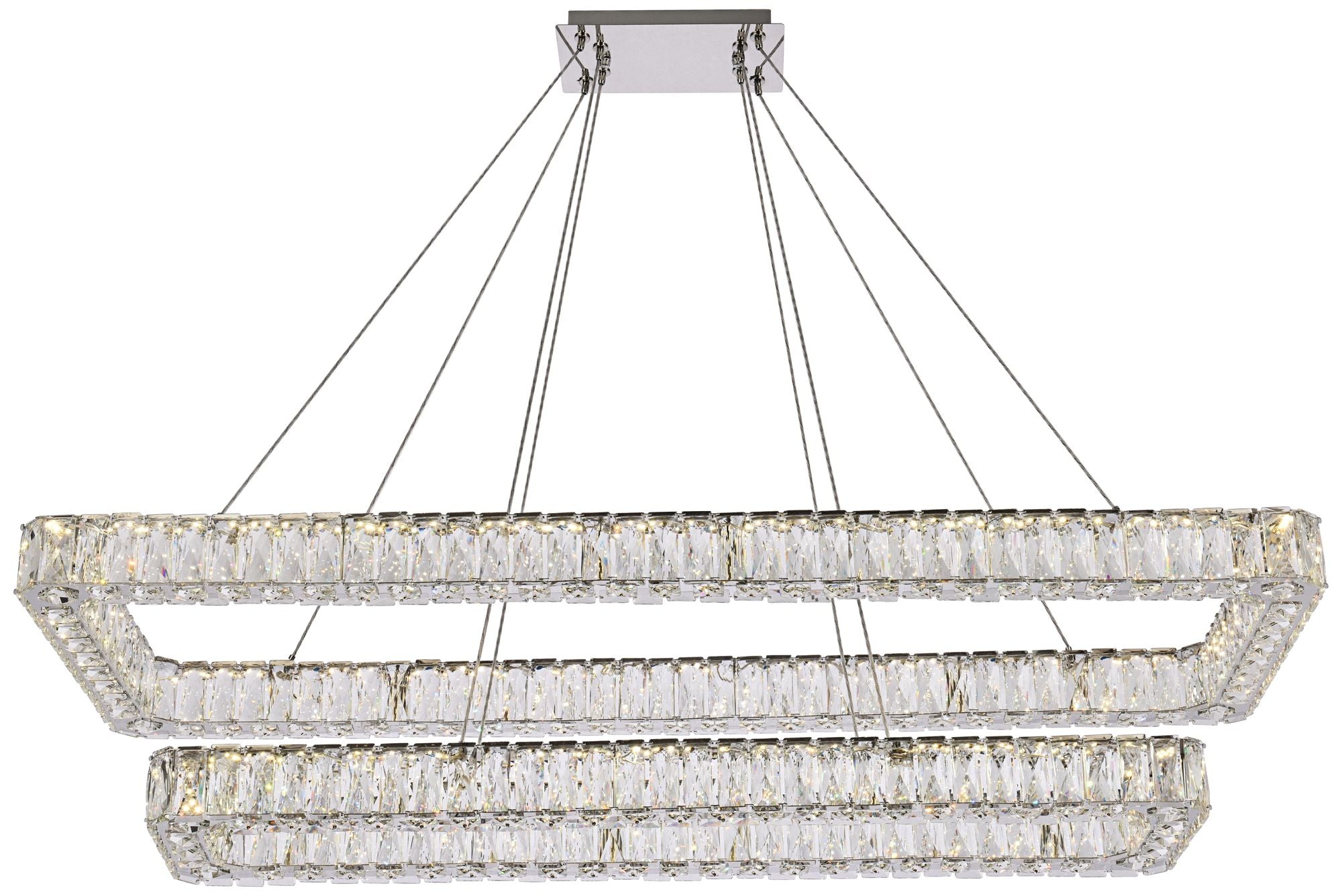 Monroe 50" Wide Chrome Crystal LED Chandelier