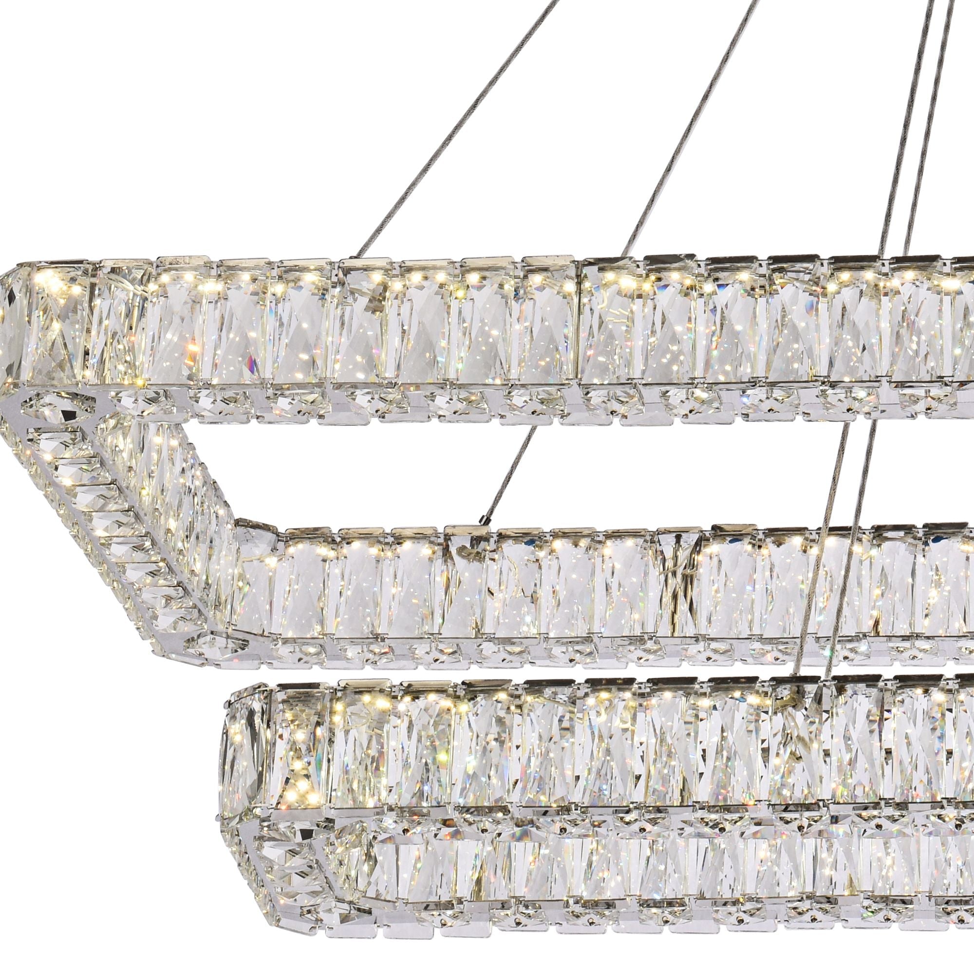 Monroe 50" Wide Chrome Crystal LED Chandelier