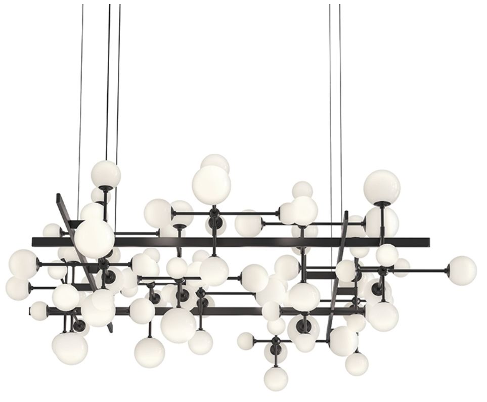 Nebula Large Square LED Satin Chandelier