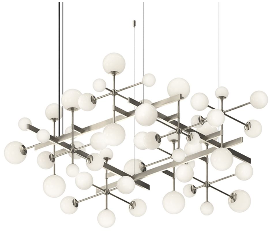 Nebula Square LED Satin Nickel Chandelier