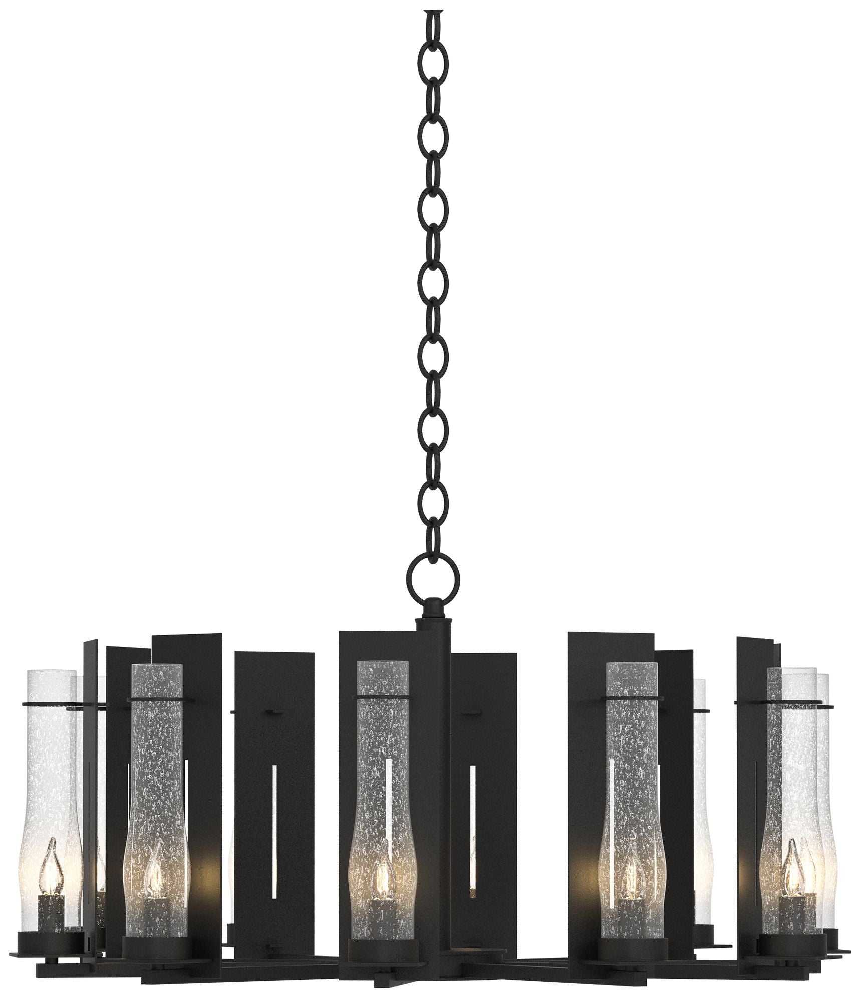 New Town 30" Wide 10 Arm Black Chandelier with Seeded