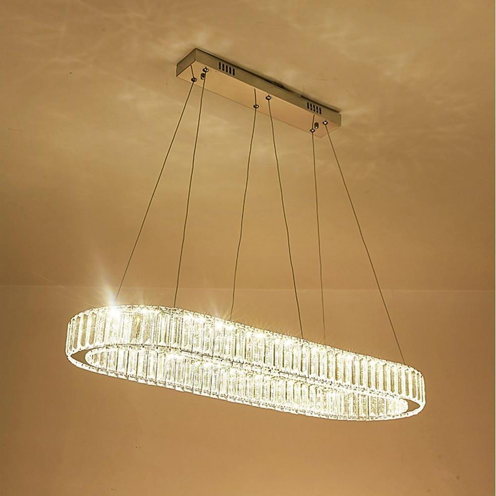 Chrome Golden Crystal Clear Beauty Oval Ring Chandelier