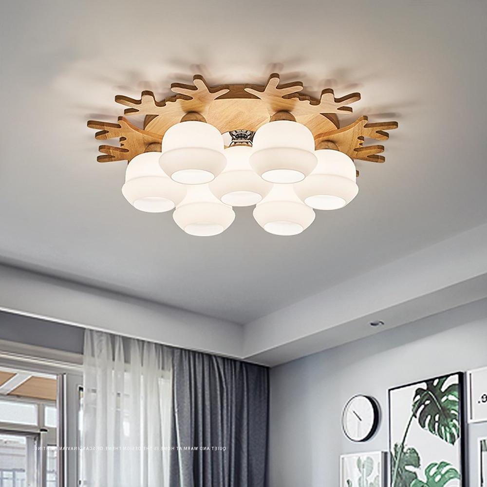 Globes Cluster Bamboo Glass LED Flush Mount Ceiling