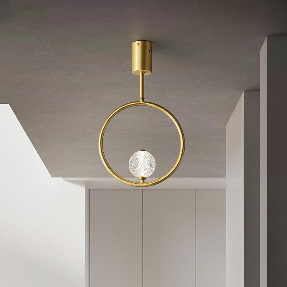 Ring Globe Acrylic Brass Flush Mount Ceiling Light
