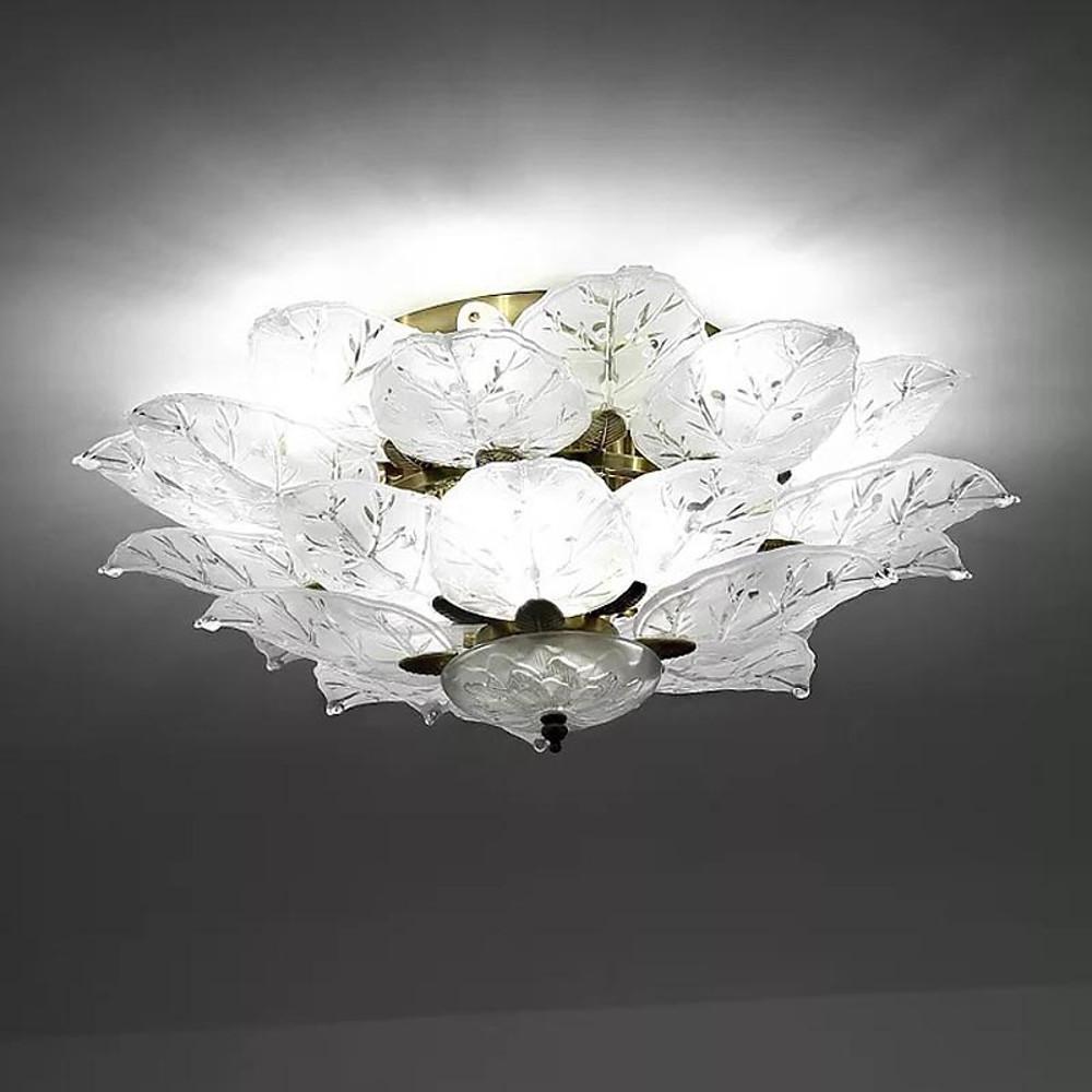 Leaves Flush Mount Ceiling Light Metal Glass Unusual