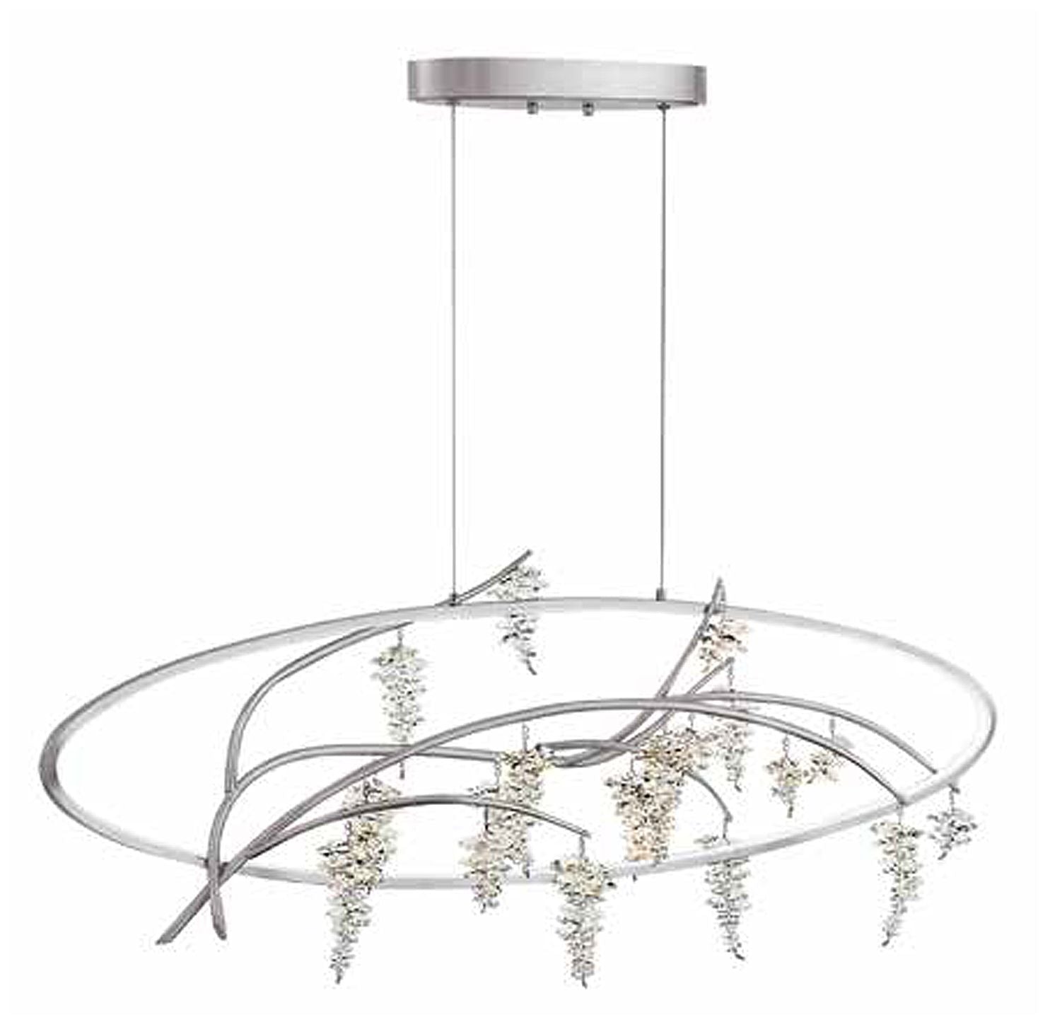 Orchard LED 48-Inch Organic Oval Silver Leaf Chandelier