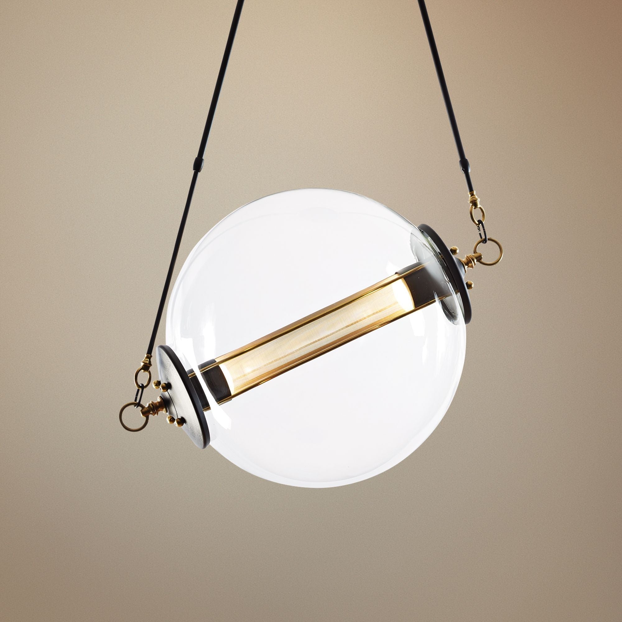 Otto 28.5" Wide Brass with Black Pendant Light