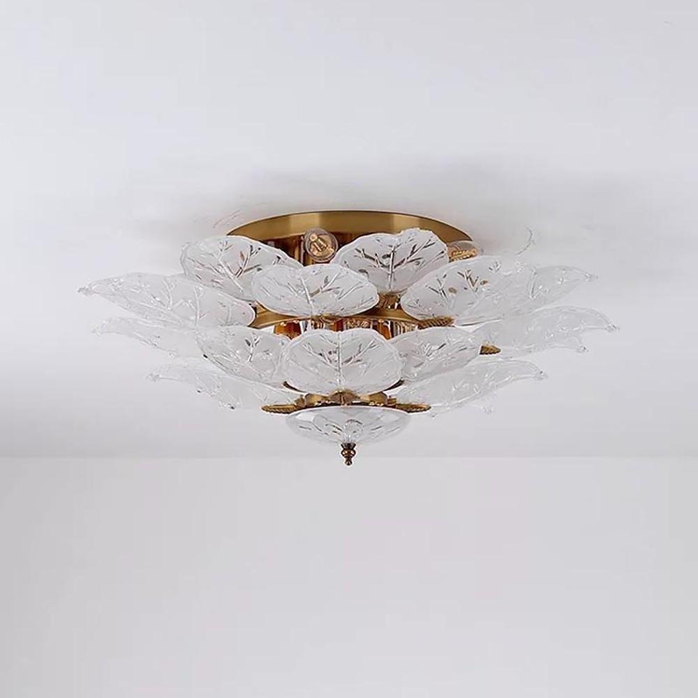 Leaves Flush Mount Ceiling Light Metal Glass Unusual
