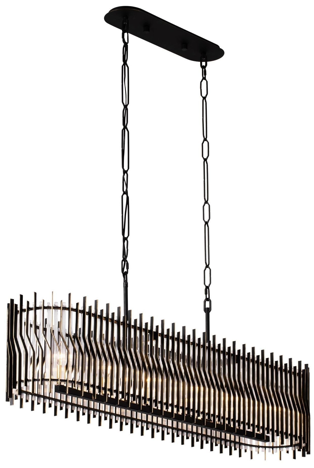 Park Row 6-Light Linear Pendant Matte Black/French Gold