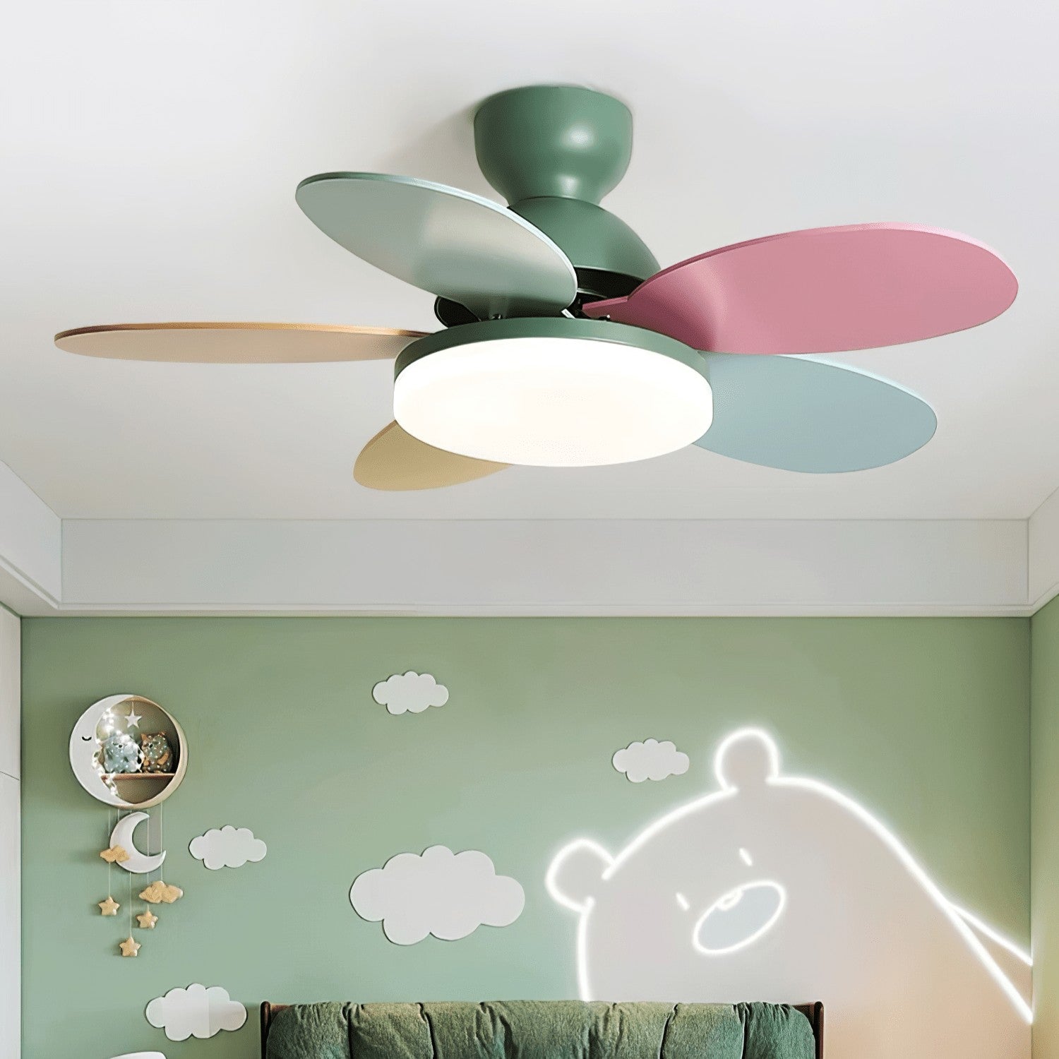 Petalo Wood Blade Ceiling Fan Light