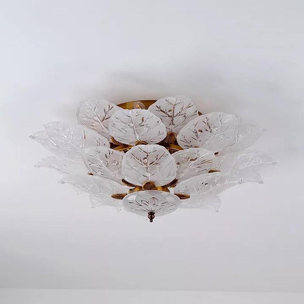 Leaves Flush Mount Ceiling Light Metal Glass Unusual
