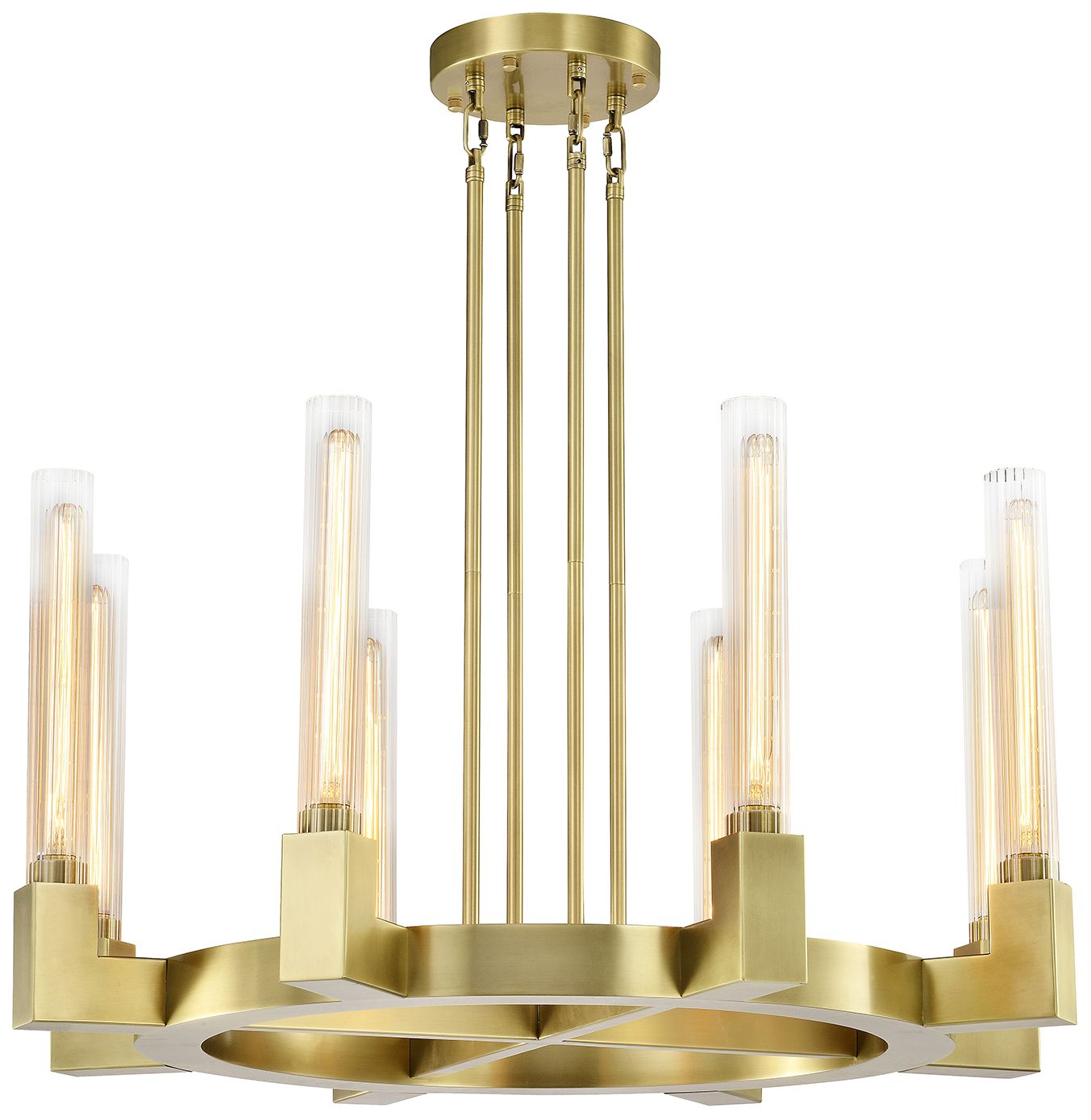 Placid 8-Light 32-Inch Aged Brass Wheel Chandelier