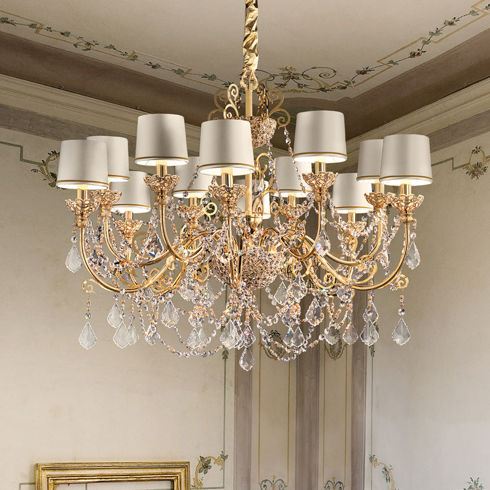 High End Gold Plated Crystal Chandelier