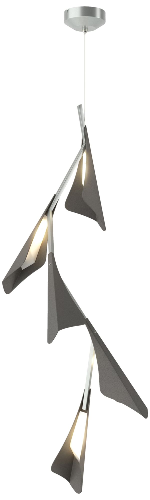 Plume 5-Light Iron and Vintage Platinum Chandelier