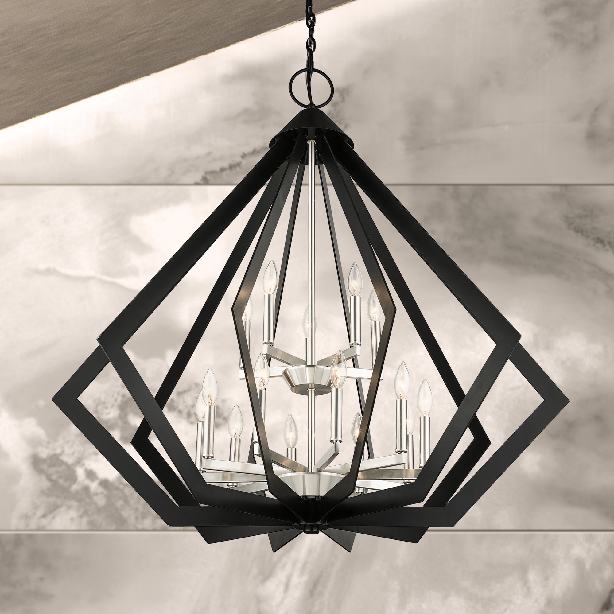 Prism 15-Light Black Foyer Chandelier