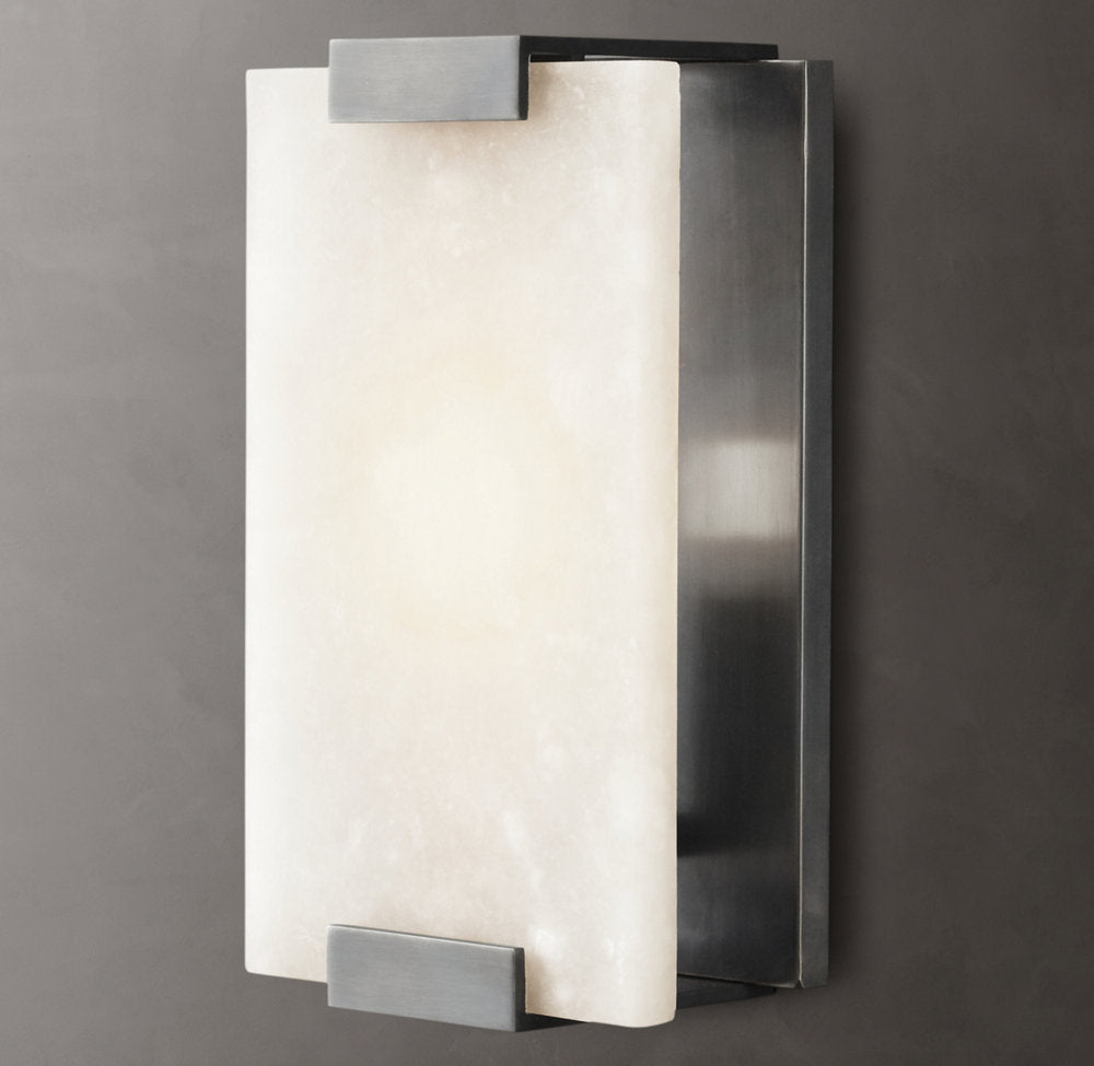Hand-Carved Alabaster Wall Light, Bathroom Wall Sconce, detail 3