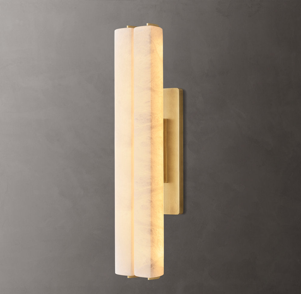Audubon Alabaster Double Wall Light, Hardwired Wall Sconce, Dimensions 15"