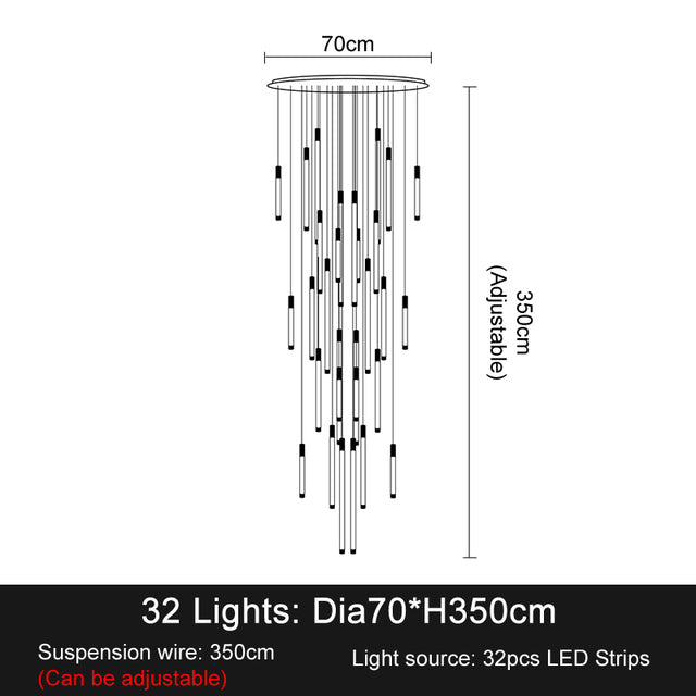 La Barra Staircase Foyer Chandelier, Black